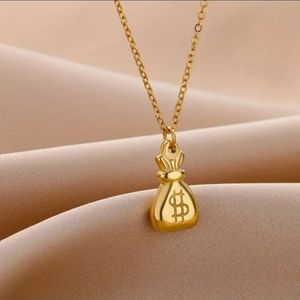 18K GOLD PLATED DOLLAR BAG PENDANT NECKLACE-SALE